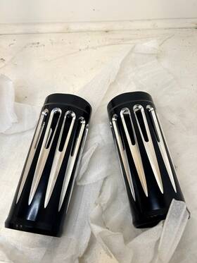 0411-0085 Arlen Ness 20-029 Aluminum Fork Boot Covers Deep Cut - 2 Inch Black