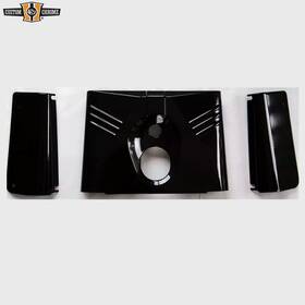 651849 Custom Chrome 3-piece Black Fork Headlight Tins Kit Fits For Harley 86-13 Flst 93-13 Flstn