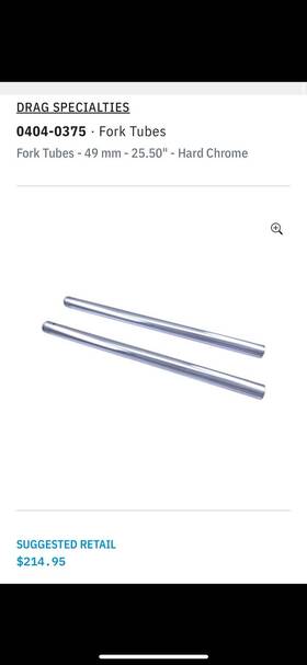 0404-0375 Drag Specialties Harley-davidson Fork Tubes - Hard Chrome 49 Mm 25.50 Inch 46605-06