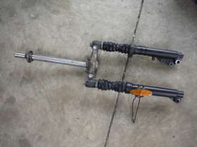 14430026d02 Genuine Scooter Co. Rough House 50 Front Suspension Forks Triple Tree Complete