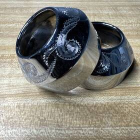 219990 Harley-davidson 35mm Fork Seal Covers Filigree Paisley Etched Vintage Excellent