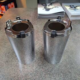 45800133 Harley-davidson Oem Chrome Upper Fork Covers Fat Boy 18-24 Cow Bells