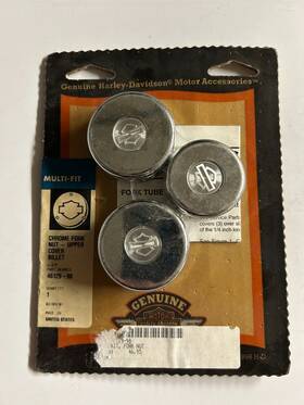 46129-98 Harley-davidson Oem H-d Billet Chrome Fork Nut Covers -