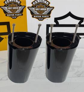 46722 Harley-davidson Oem 14-25 Touring Black 49mm Upper Fork Slider Covers Cans Cow Bells M8