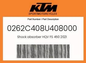 Ktm 0262c408u408000 Genuine Shock Absorber Hqv Fs 450 2021 -