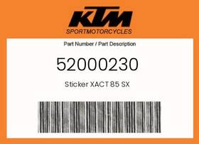 Ktm 52000230 Genuine Sticker Xact 85 Sx -