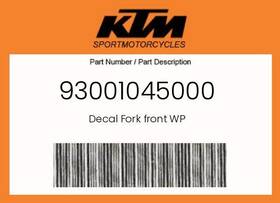 Ktm 93001045000 Genuine Decal Fork Front Wp -