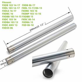 Ift-0003-efb-1024 Tarazon 49mm Chrome 25-1/2 Inch Fork Tubes For Harley Dyna Super Glide Fxd Street Bob Fxdb Ift-0003-efb-1024 Tarazon 49mm Chrome 25-1/2 Inch Fork Tubes For Harley Dyna Super Glide Fxd Street Bob Fxdb