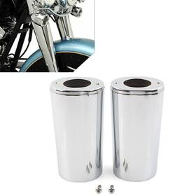 Threettt 550715465453 1 Pair Chrome Fork Slider Covers Cowbell For Harley Touring Fl 1984-2013 Us