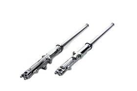 24-9969 V-twin Manufacturing 35mm Fork Tube Assembly With Chrome Sliders For Dual Disc Fx Xl 1977-1983 Harley