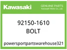 Kawasaki Oem Part 92150-1610 Bolt. Fixed Price $8.58.