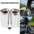Chrome Upper Fork Slider Covers Harley Touring Street Road Glide Cvo 2014-UP. Fixed Price $63.98.