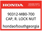Honda Oem Part 90312-MB0-700 Cap, R. Lock Nut (both Sides). Fixed Price $21.11.