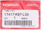 Genuine Honda Tube Assembly Part Number 17417-K87-L50. Fixed Price $18.99.
