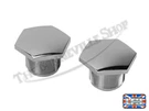 Triumph 500 650 Pre-unit Chrome Fork Top Nut Set (2) Bonneville T100 Pn# 97-0432. Fixed Price $87.41.